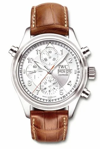 IWC Pilot's Watch Spitfire Double Chronograph Stainless Steel / Silver / Italian / Strap IW3713-42 (IW371342)